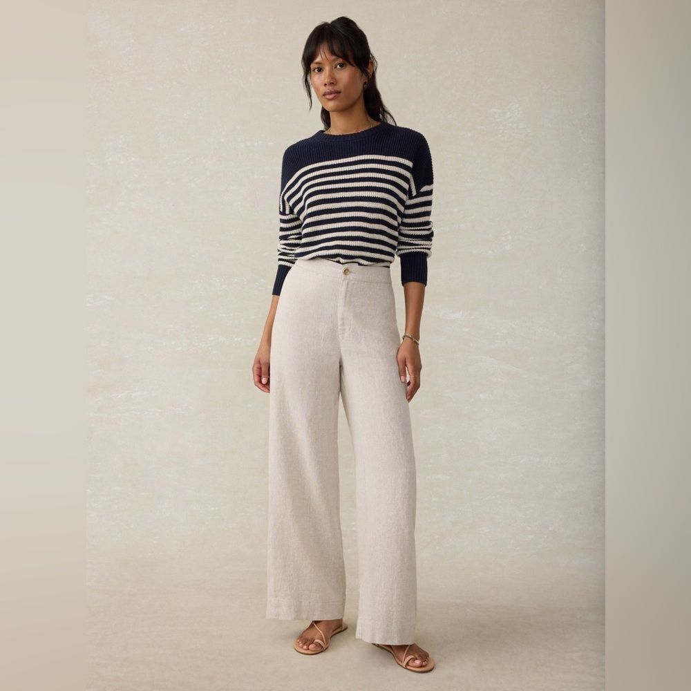NWT Faherty Womens Sun Strider Linen Pant - Flax - Size XL